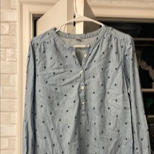 Blue Polka Dot Button-Up Dress